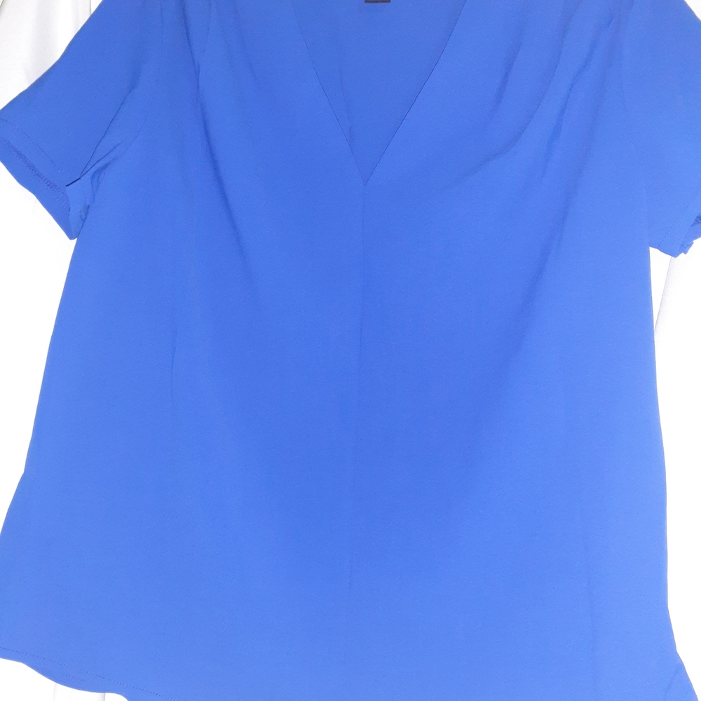SHEIN Royal Blue V-Neck Short Sleeve Blouse